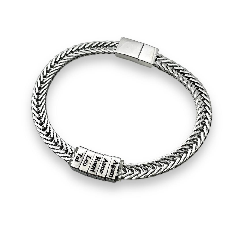 Dad Bracelet in Stainless Steel with Personalized Names Engraved