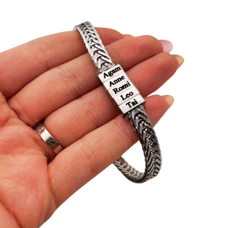 Dad Bracelet in Stainless Steel with Personalized Names Engraved