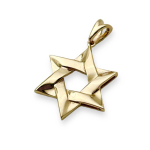 Star of David Pendant in 14K Gold Interwoven Wavy Style