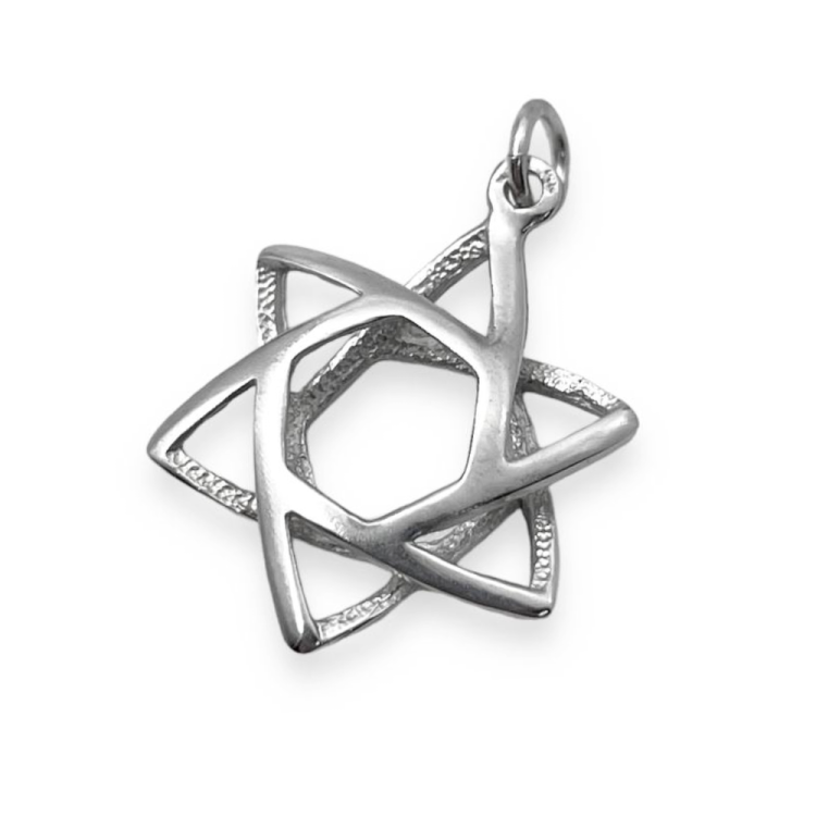 Star of David Pendant in 14K White Gold - Spiral and Dome Inspired Design