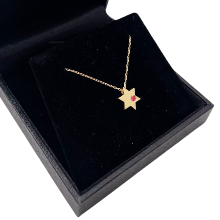 Birthstone Star of David Pendant in 14K Gold - Protection and Luck