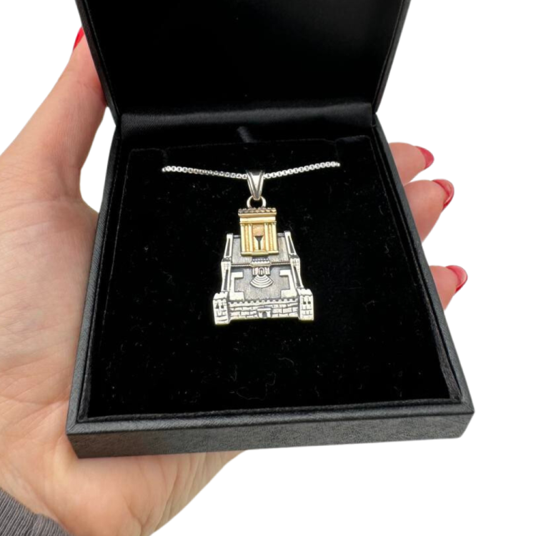 Holy Temple Pendant in 925 Sterling Silver and 14K Gold with Silver Chain